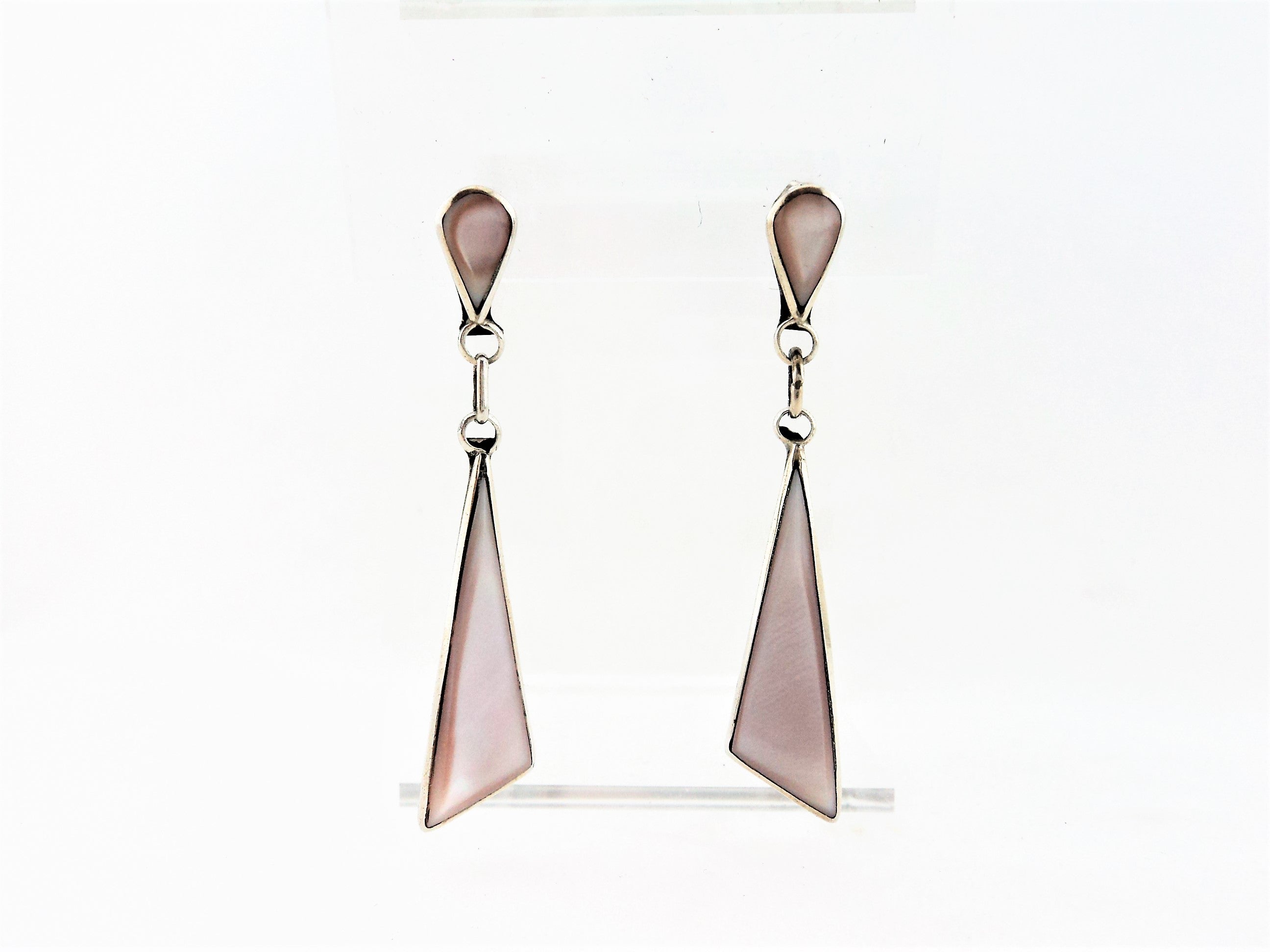 Annie Gasper Pink Mother of Pearl and Sterling Earrings
