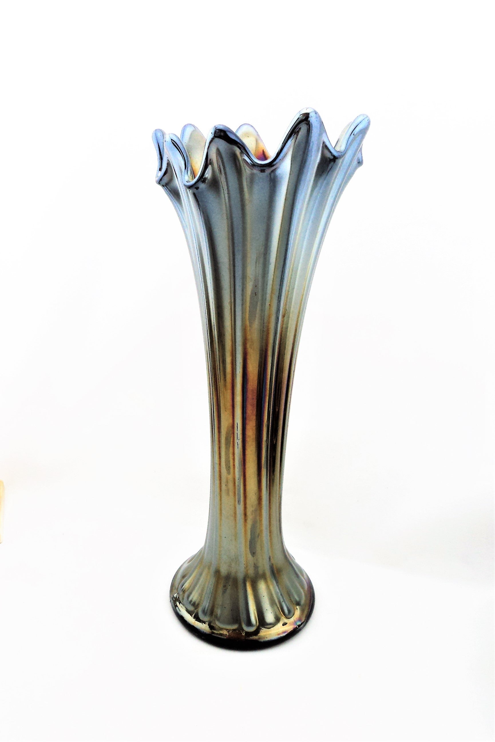 Northwood Standard Thin Ribs Carnival Glass Vase