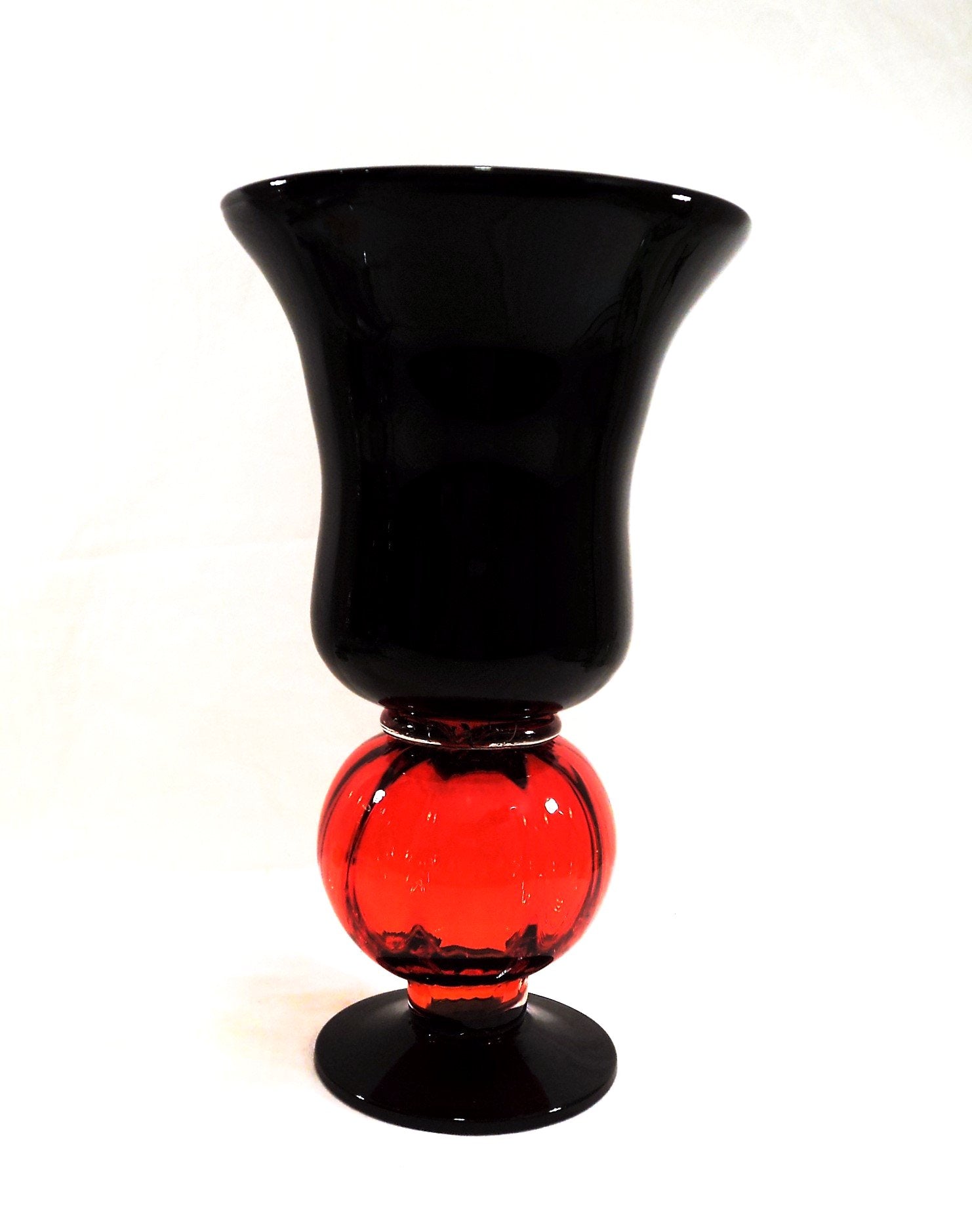 Black Ruby Glass Hand-Blown Vase