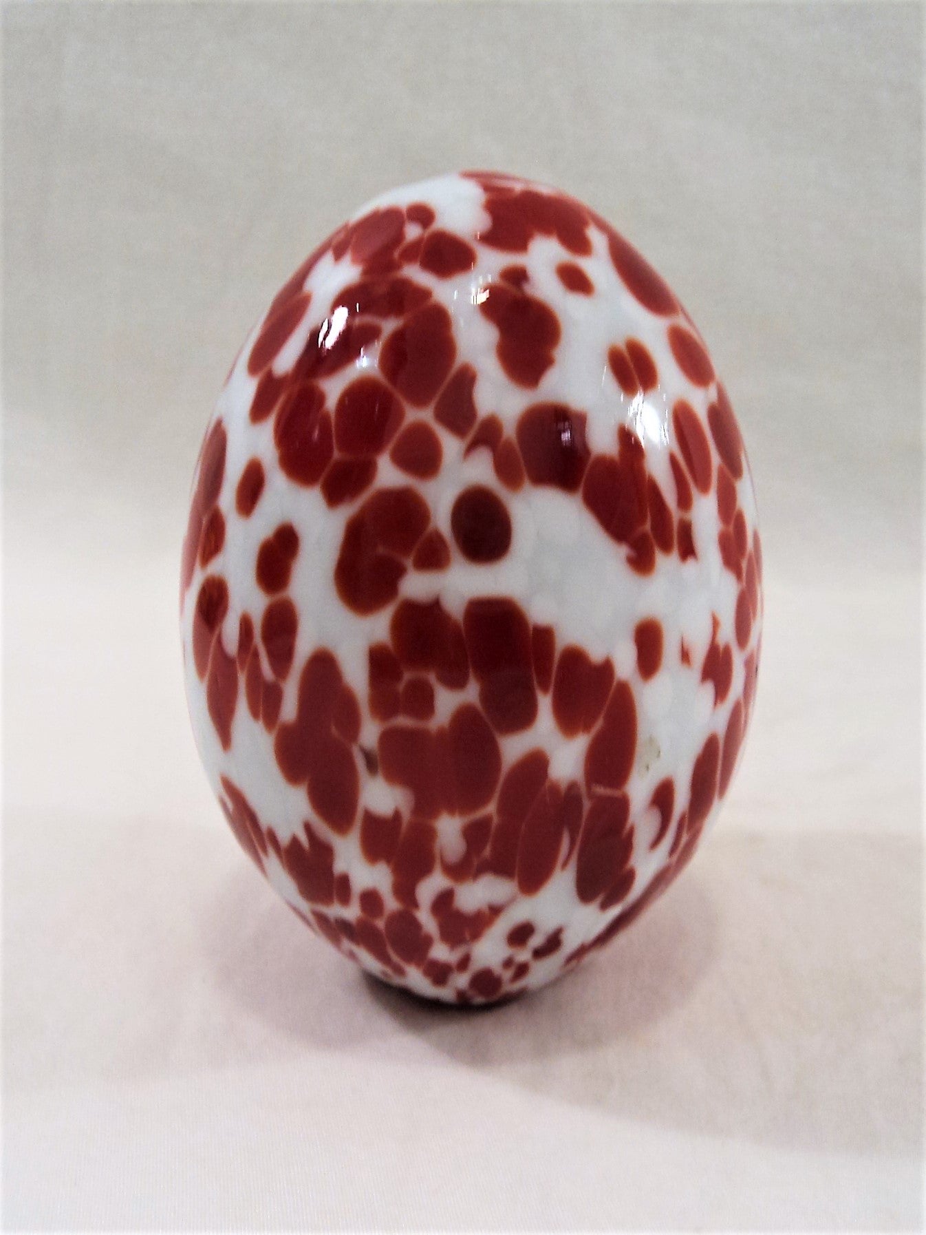 Egermann Red and White Speckled Art Glass Egg