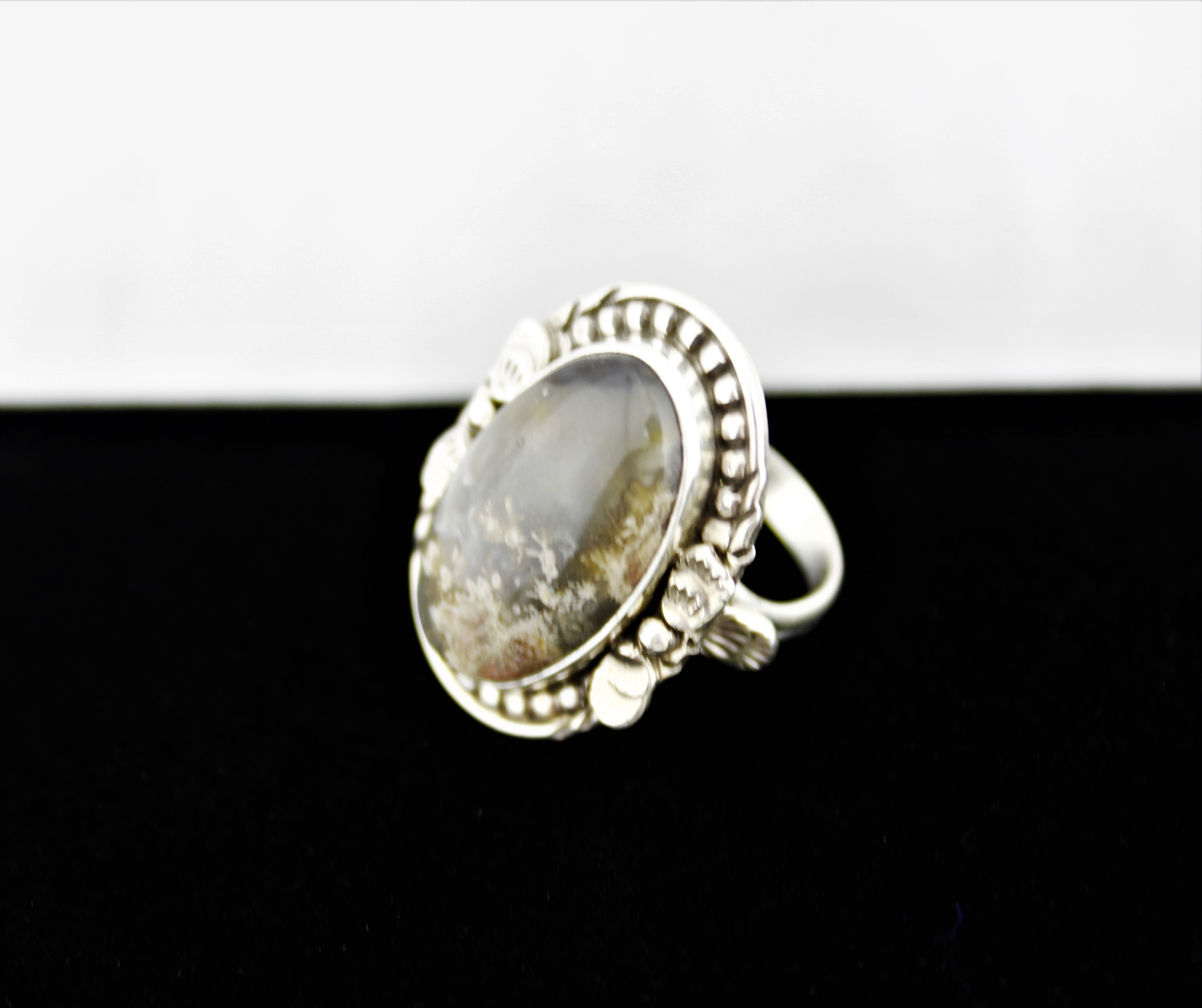 Native American Sterling Silver Lace Agate Ring