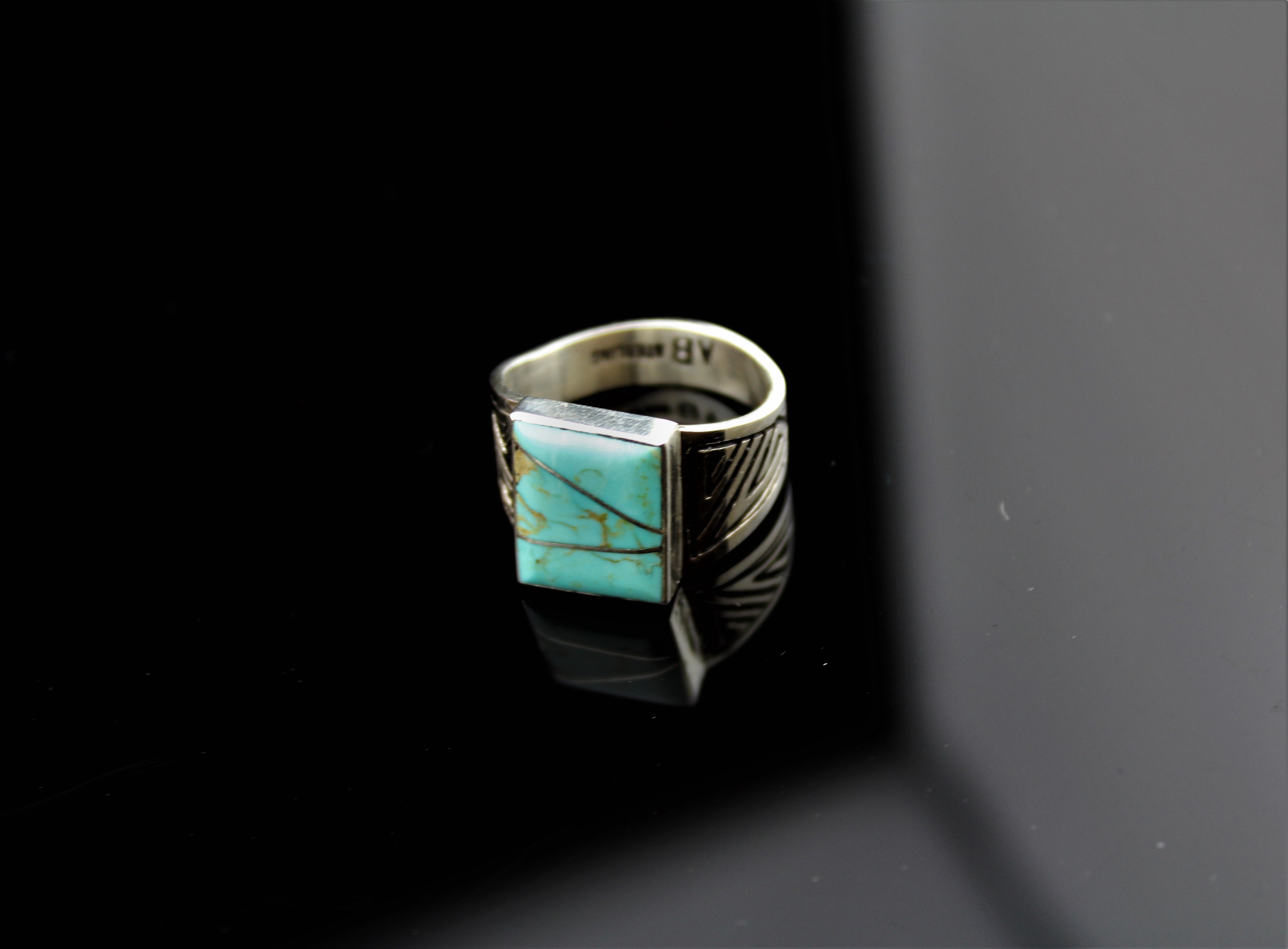 Abraham Begay Man's Sterling Turquoise Ring