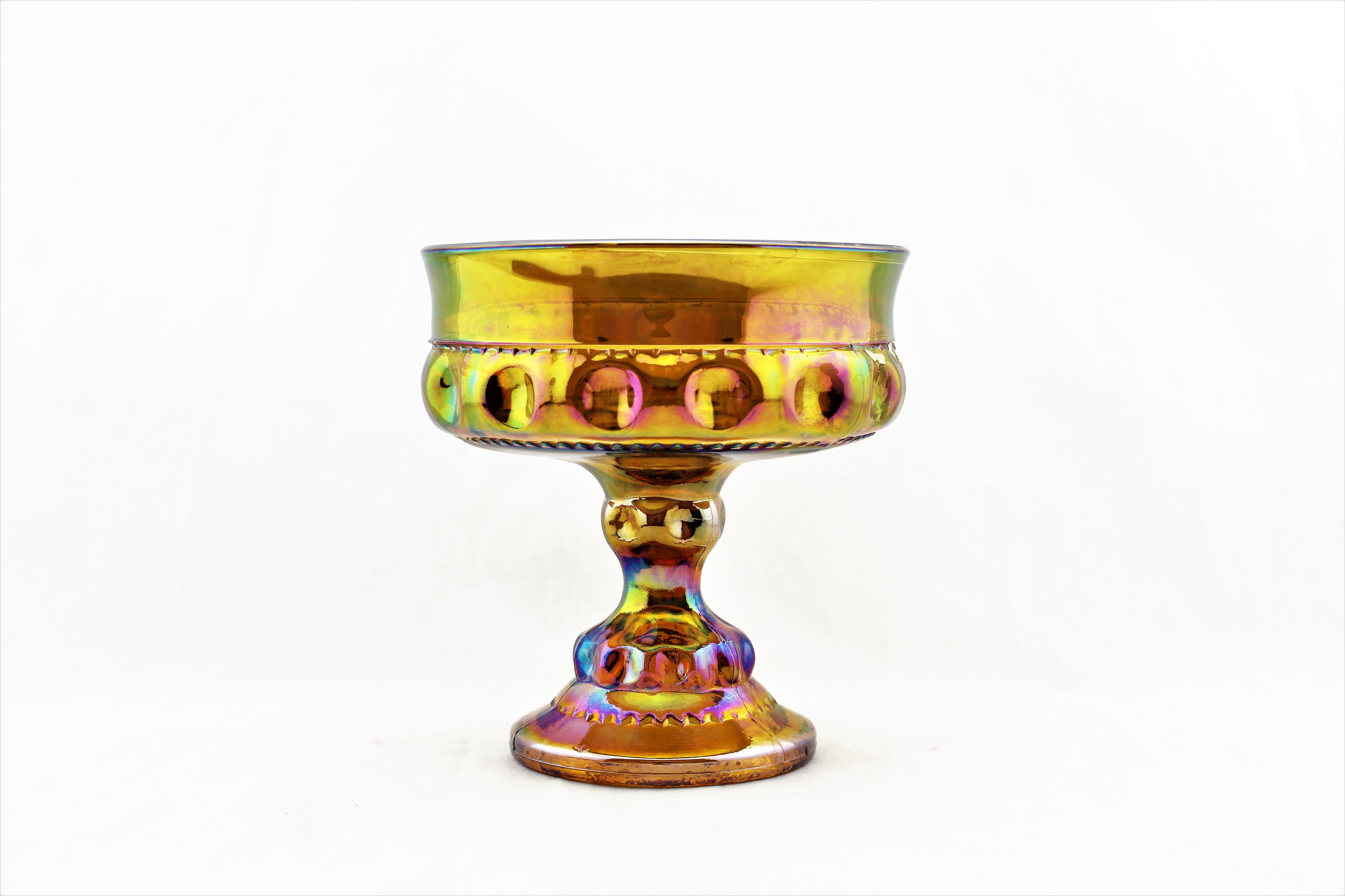 King's Crown Carnival Glass Compote